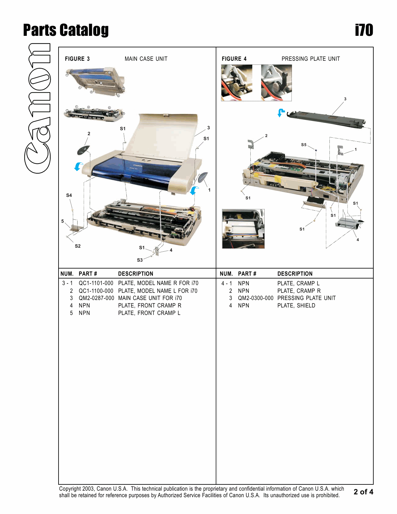 Canon PIXUS i70 50i Parts Catalog Manual-3